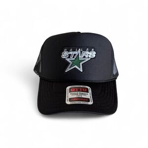 RARE throwback OTTO DALLAS STARS 🏒 Black Trucker Hat with Green Stars Logo